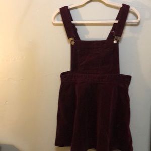Burgundy velvet overall dress